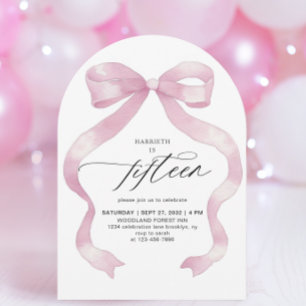 Pink Coquette Fifteen 15th Quinceañera Birthday Invitation