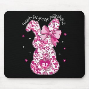 Pink Coquette Floral Bunny Slp Speech Language Pat Mouse Pad