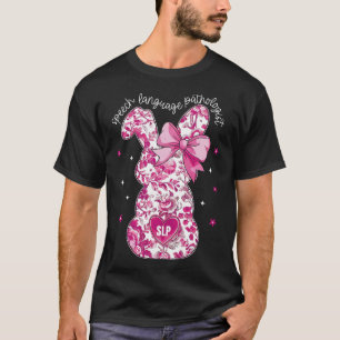 Pink Coquette Floral Bunny Slp Speech Language Pat T-Shirt