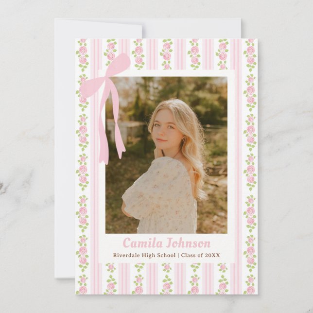 Pink Coquette Floral Graduation Invitation (Front)