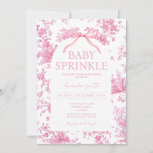 Pink Coquette Floral Toile Baby Sprinkle Vintage Invitation