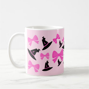 Pink Coquette Ghost with Bows Halloween Coffee Mug