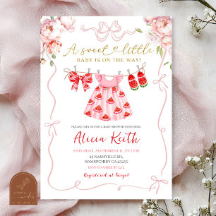 Pink Coquette Girl Baby Clothes Watermelon Baby Sh Invitation