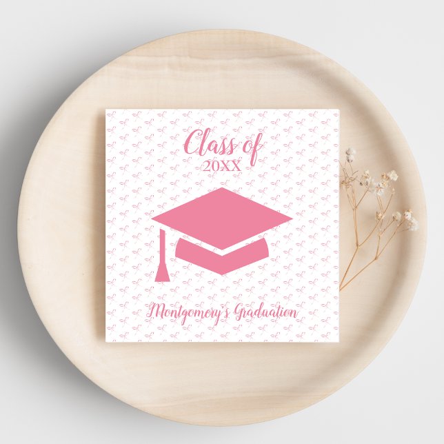 Pink Coquette Graduation Personalised Napkin (Creator Uploaded)