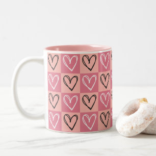 Pink Coquette Herats Two-Tone Coffee Mug