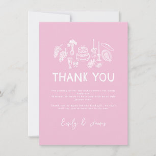 Pink coquette modern hand drawn Thank You Card