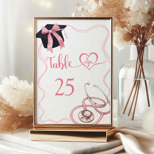 Pink Coquette Nurse Graduation Table Number