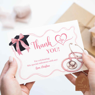 Pink Coquette Nurse Graduation Thank You Card