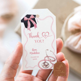 Pink Coquette Nurse Graduation Thank You Tag