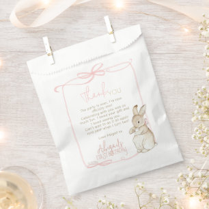 Pink Coquette Peter the Rabbit 1st First Birthday Favour Bag