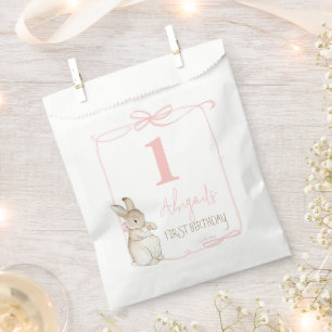 Pink Coquette Peter the Rabbit 1st First Birthday Favour Bag