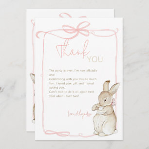 Pink Coquette Peter the Rabbit 1st First Birthday Thank You Card