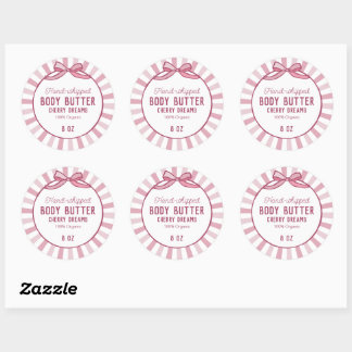 Pink Coquette Pinwheel Stripes Bow Beauty Product Classic Round Sticker