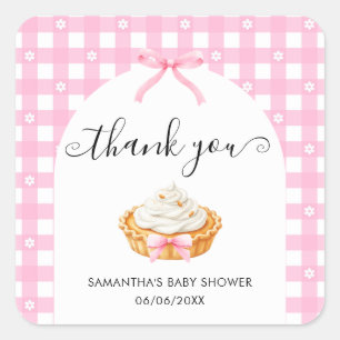 Pink Coquette Pumpkin Pie Baby Shower Thank You Square Sticker