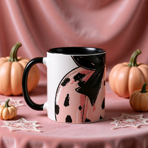Pink Coquette Pumpkin with Black Bow Halloween Mug