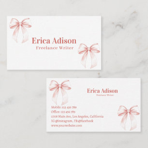 Pink Coquette Ribbon Bow  Business Card