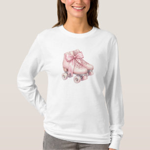 Pink Coquette Roller Skates, Disco Aesthetic T-Shirt