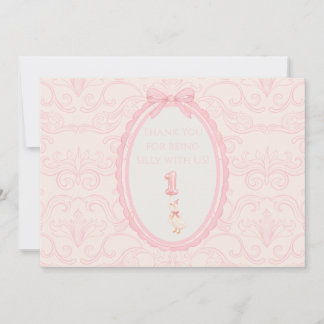 Pink Coquette Silly Goose 1st Birthday  Thank You Card