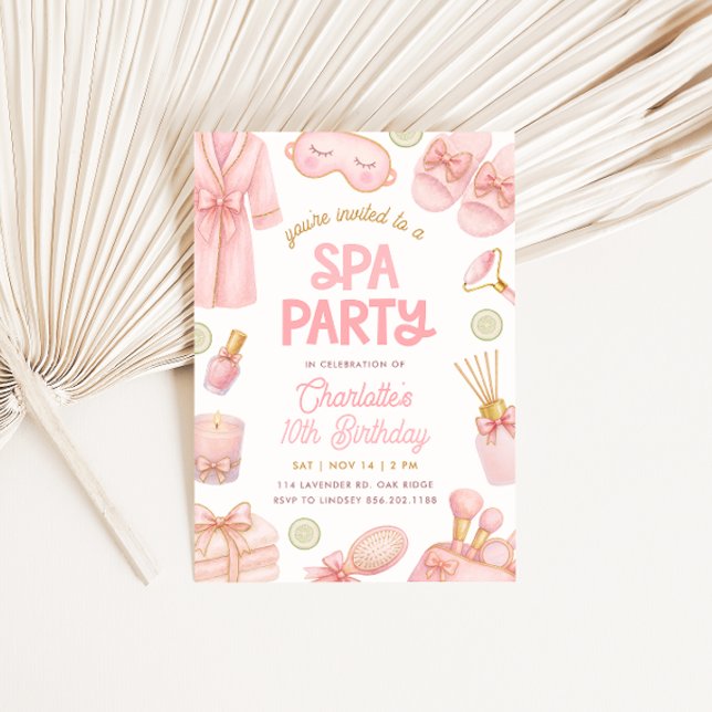 Pink Coquette Spa Party Birthday Invitation (Creator Uploaded)