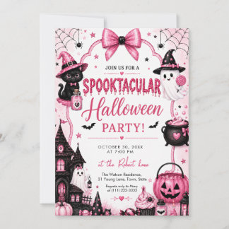 Pink Coquette Spooktacular Halloween Party Invitation