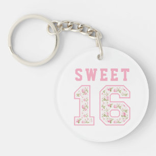 Pink Coquette Sweet 16 University Key Ring