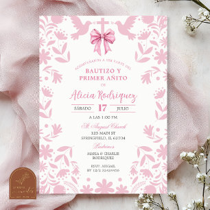 Pink Coquette Talavera Cielito Lindo Baptism Invitation