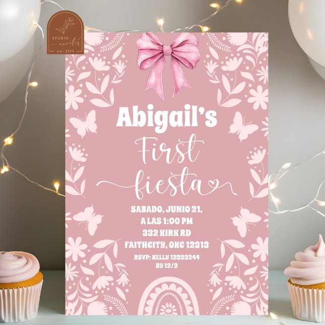 Pink Coquette Talavera Cielito Lindo First Fiesta Invitation (Creator Uploaded)