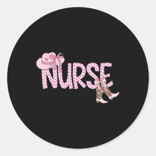 Pink Coquette Western Cowgirl Nurse Nursing  Classic Round Sticker