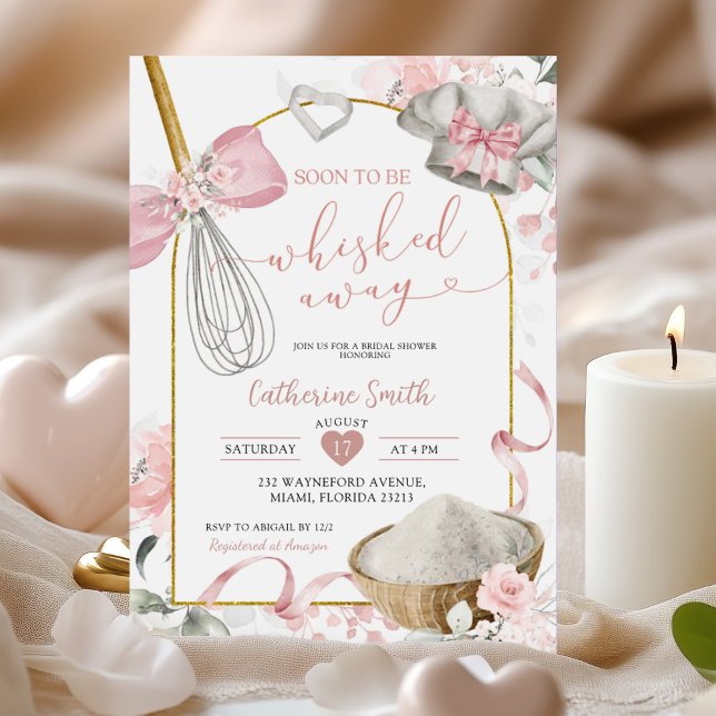 Pink Coquette Whisked Away Bridal Shower Invitation (Creator Uploaded)