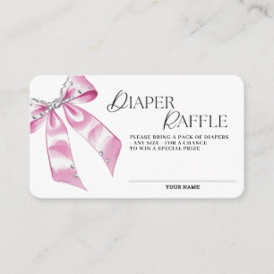 Pink Coquette with Diamond Bow Diaper Raffle Enclosure Card