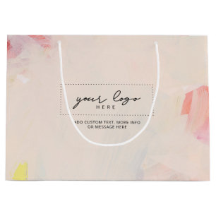 Pink & Coral Abstract Art Business Company Logo Large Gift Bag