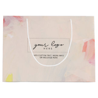 Pink & Coral Abstract Art Business Company Logo Large Gift Bag