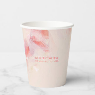 Pink & Coral Abstract Art Painting Custom Text   Paper Cups