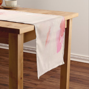 Pink & Coral Abstract Art Painting Custom Text   Short Table Runner