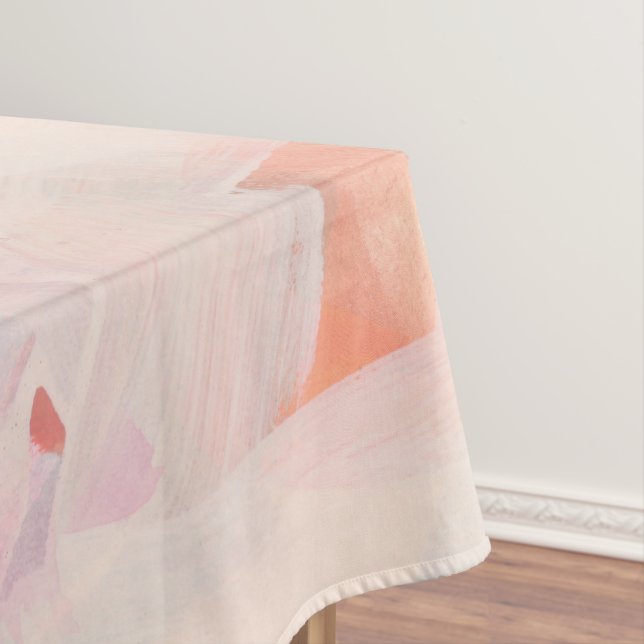 Pink & Coral Abstract Art Painting Custom Text   Tablecloth (In Situ)