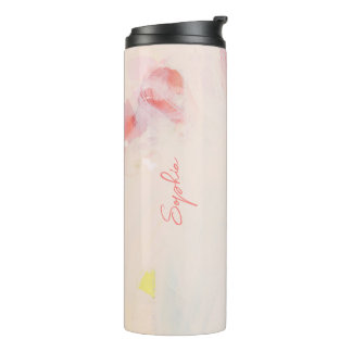 Pink & Coral Abstract Art Painting Name Thermal Tumbler