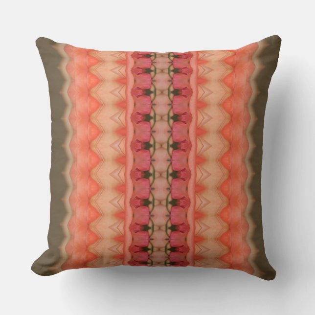 Pink Coral And Deep Olive Cushion (Front)