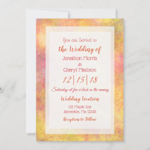 Pink, Coral and Orange Abstract Bubbles Wedding   Invitation