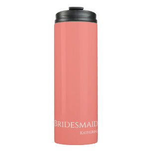 Pink Coral and White-Bridesmaid- Thermal Tumbler