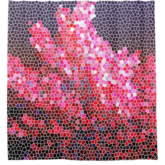 Pink coral artwork shower curtain (Front)