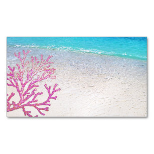 Pink Coral Beach House Rental Spa Boutique B&B Magnetic Business Card