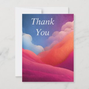 Pink, Coral & Blue Abstract Thank You Card