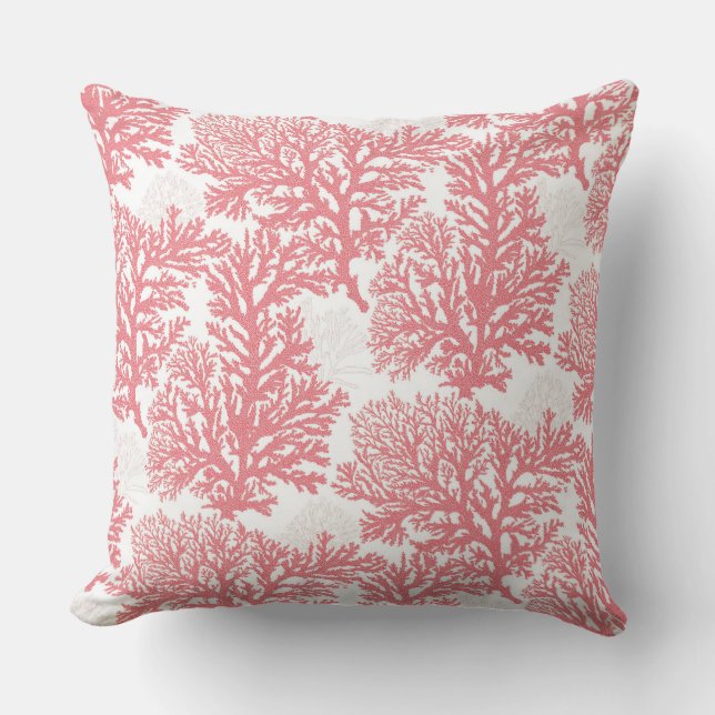 Pink Coral Decorative Pillow | Beach Throw Pillows (Front)