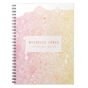 Pink Coral Elegant Artist Personalised Name Notebook