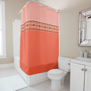 Pink Coral Flower Accented Designer Shower Curtain