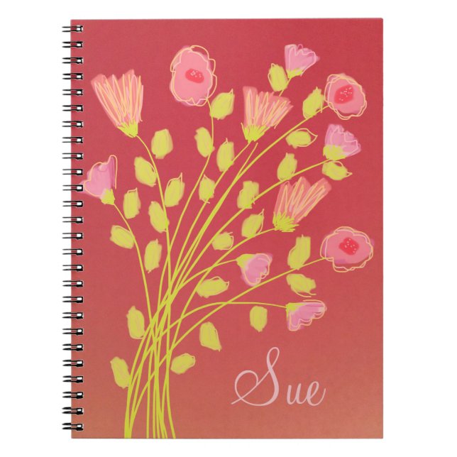 Pink Coral Flowered Notebook (Front)