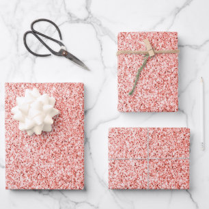 Pink coral light pastel sparkles glitter bling  wrapping paper sheet