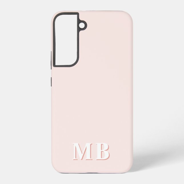 Pink & Coral | Minimal Modern Initial Monogram Samsung Galaxy S22+ Case (Back)