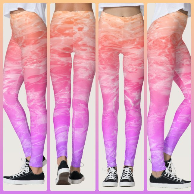 Pink Coral Orange Lilac Tropical Water Leggings (Creator Uploaded)