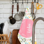 Pink Coral Pastel Watercolor Floral Family Name Tea Towel<br><div class="desc">Wild meadow blooms pattern kitchen towel features a big strawberry pink circle with your custom text inside.           Personalise it with your family name and est. year.           It can be a pretty inspired keepsake present for a housewarming event,  wedding,  for newlyweds or a family anniversary.</div>